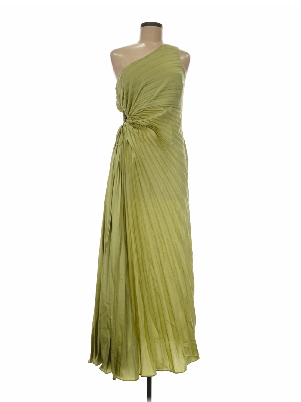 Hello Molly One Shoulder Satin Maxi Dress Green Size 8